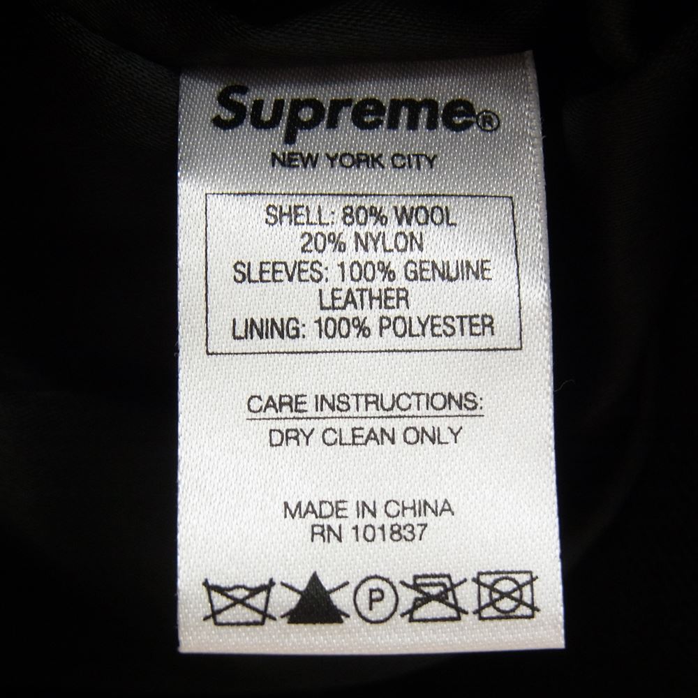 Supreme シュプリーム 15AW Wool Varsity Crew Jacket バーシティー ヴァーシティー クルー ジャケット スタジャン ブラック系 S【中古】
