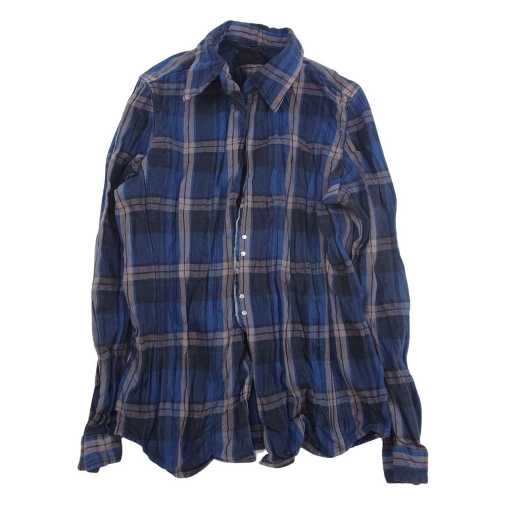 junhashimoto ジュンハシモト 19AW 1061920013 WRINKLE HOOK SHIRTS シワ加工 ネル シャツ 長袖 シャツ ブルー系 3【中古】