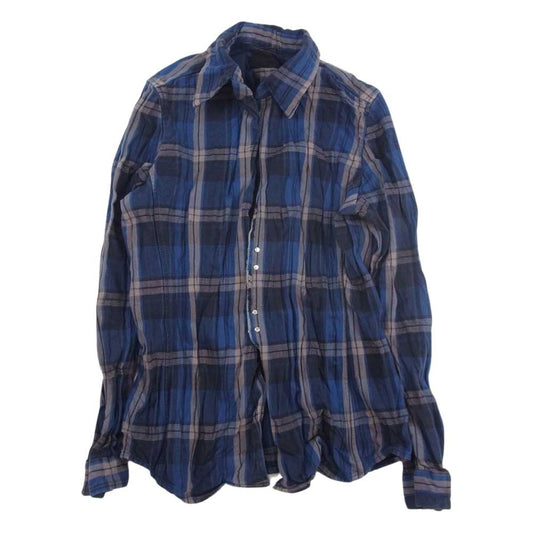 junhashimoto ジュンハシモト 19AW 1061920013 WRINKLE HOOK SHIRTS シワ加工 ネル シャツ 長袖 シャツ ブルー系 3【中古】