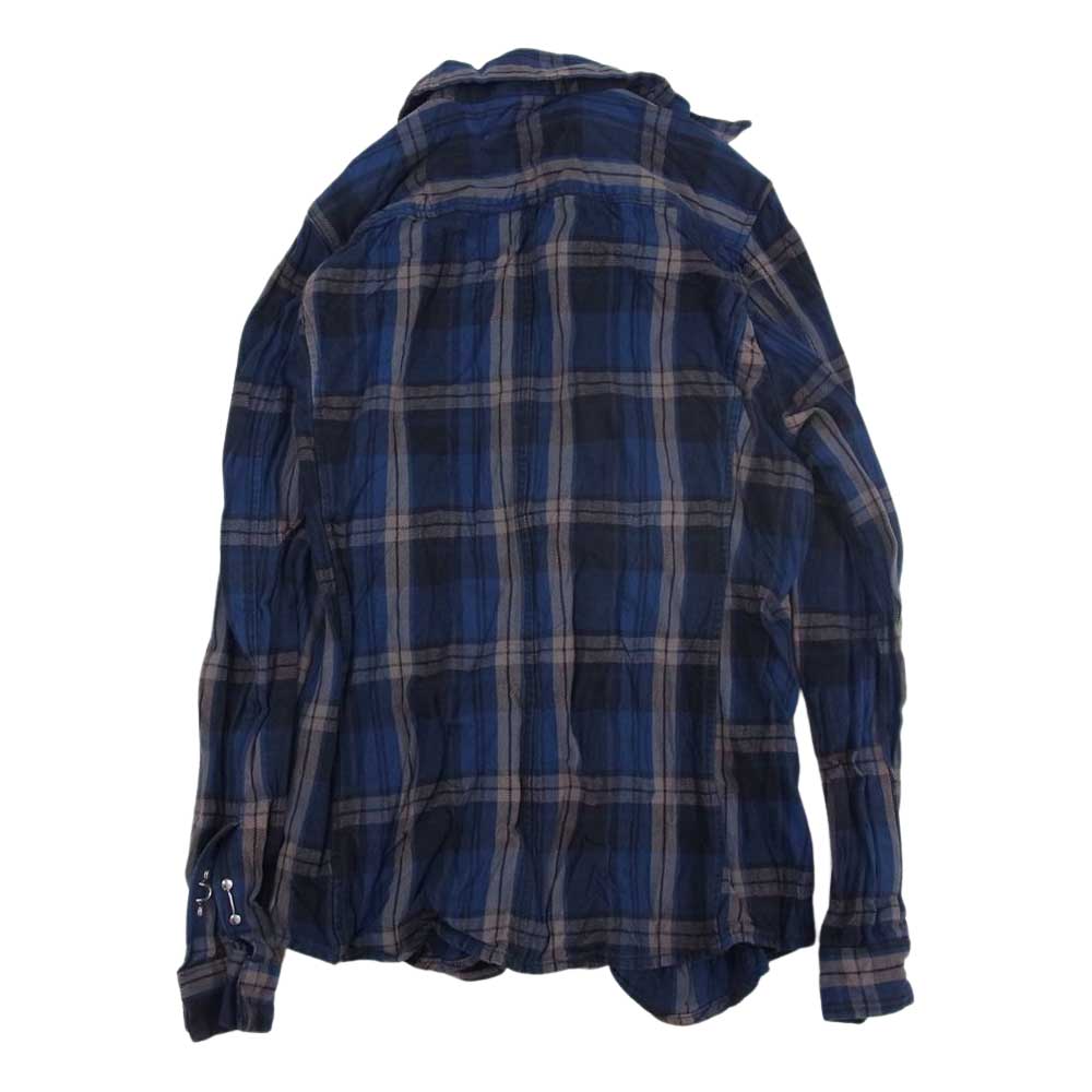 junhashimoto ジュンハシモト 19AW 1061920013 WRINKLE HOOK SHIRTS シワ加工 ネル シャツ 長袖 シャツ ブルー系 3【中古】