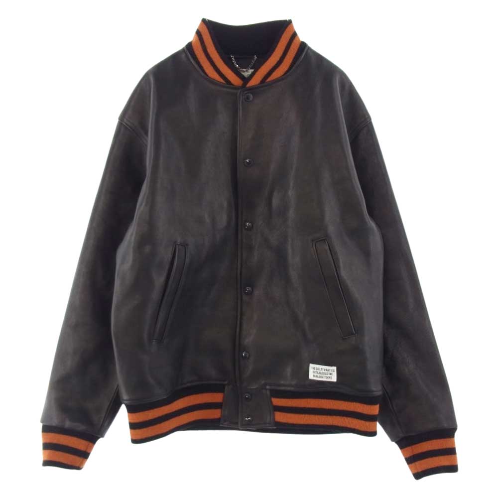 WACKO MARIA ワコマリア 20AW LEATHER VARSITY JACKET レザー バーシティ ジャケット スタジャン ダークブラウン系【中古】