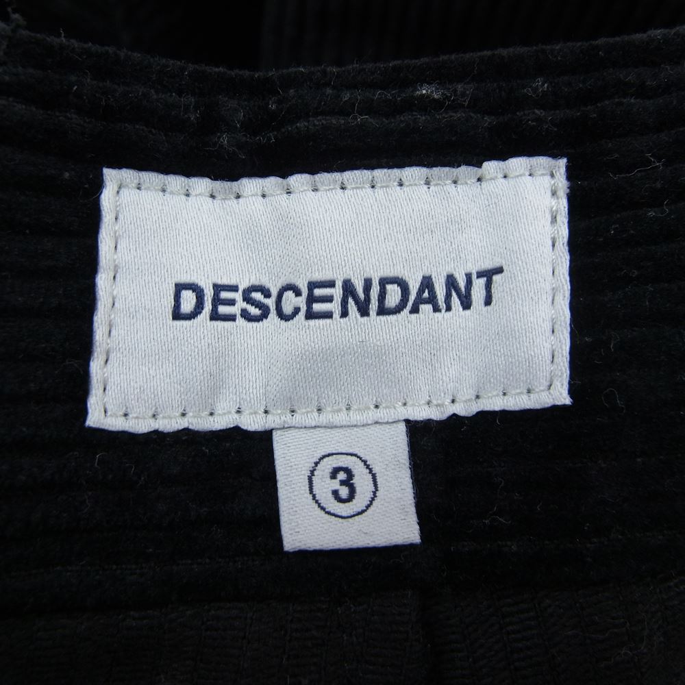 DESCENDANT ディセンダント 20AW 202BRDS-PTM01 CORDUROY TROUSERS コーデュロイ トラウザーズ パンツ ブラック系 3【中古】