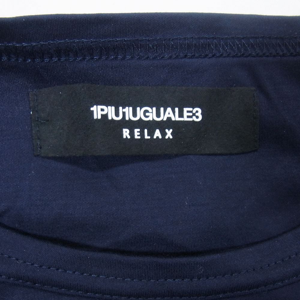1piu1uguale3 ウノピュウノウグァーレトレ RELAX リラックス ストレッチ クルーネック 半袖 Tシャツ ネイビー系 M【中古】