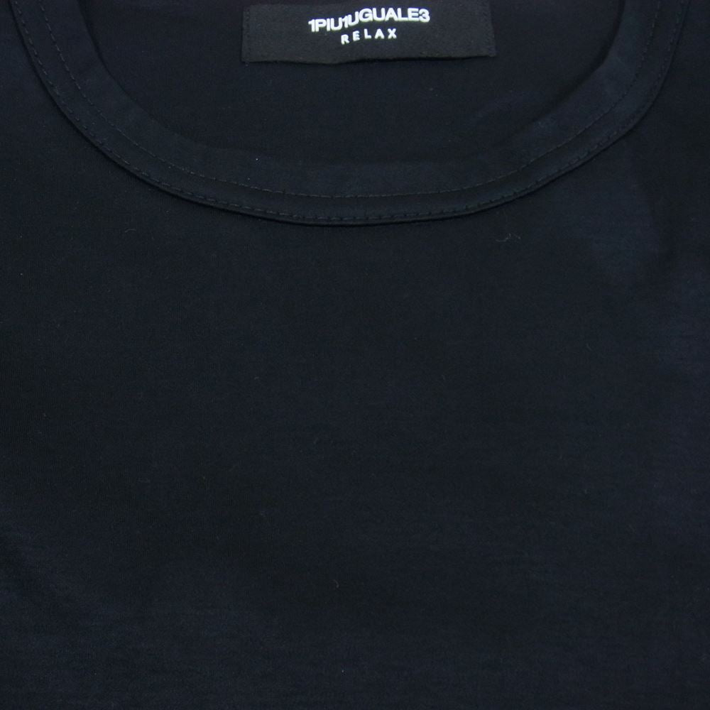 1piu1uguale3 ウノピュウノウグァーレトレ RELAX リラックス ストレッチ クルーネック 半袖 Tシャツ ブラック系 L【中古】