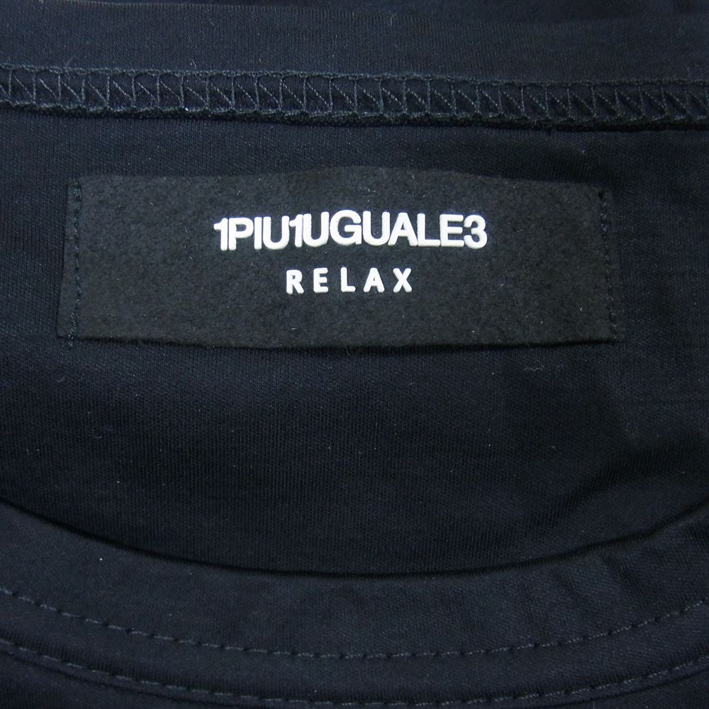 1piu1uguale3 ウノピュウノウグァーレトレ RELAX リラックス ストレッチ クルーネック 半袖 Tシャツ ブラック系 L【中古】