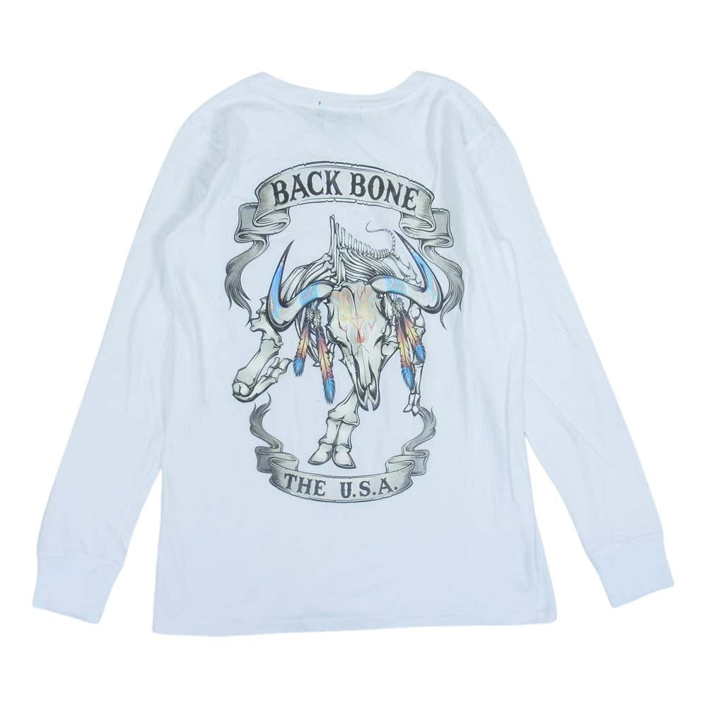 BACKBONE バックボーン 09AW BB09FW-C03 THE USA バッファロー スカル ロンT 長袖 Tシャツ ホワイト系 M【中古】