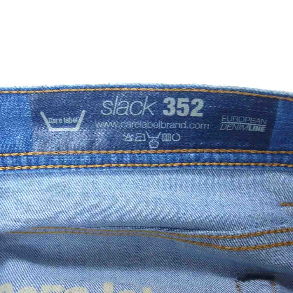 ケアレーベル イタリア製 DREAM 253 SLACK 352 ダメージ加工 ウォッシュ ストレッチ ボタンフライ デニムパンツ ジーンズ インディゴブルー系 34【中古】