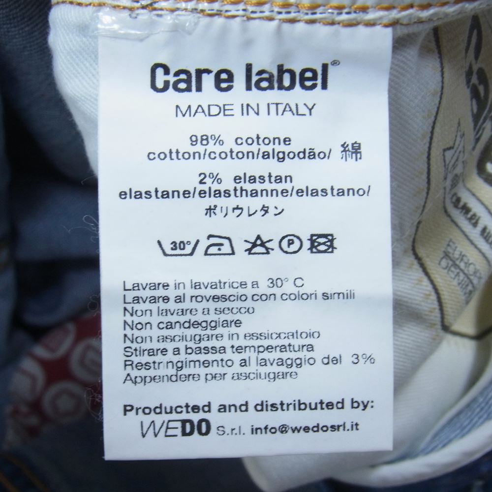 ケアレーベル イタリア製 DREAM 253 SLACK 352 ダメージ加工 ウォッシュ ストレッチ ボタンフライ デニムパンツ ジーンズ インディゴブルー系 34【中古】