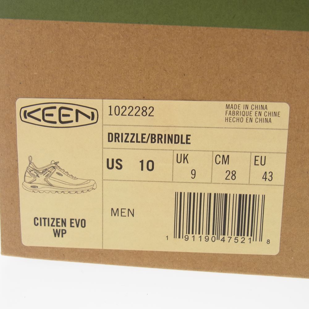 KEEN キーン 1022282 DRIZZLE BRINDLE CITIZEN EVO WP シティズン エヴォ ウォータープルーフ ドリズル ブリンドル 防水 ローカット スニーカー ブラック系 グレー系 28【新古品】【未使用】【中古】