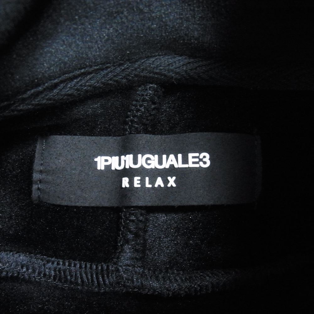 1piu1uguale3 ウノピュウノウグァーレトレ RELAX リラックス 胸刺繍 ヘビー ベロア フルジップ トラックジャケット ブラック系 L【中古】