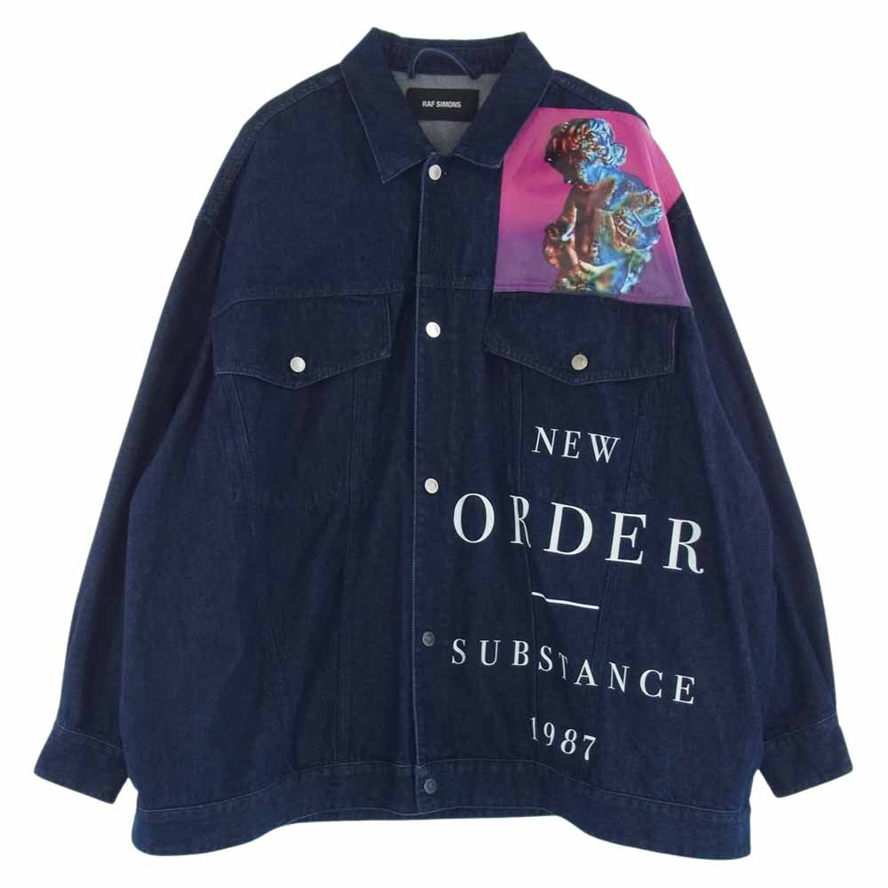 RAF SIMONS ラフシモンズ 18SS 181-723 New Order Oversized Printed Denim Jacket ニューオーダー プリント オーバーサイズ デニム ジャケット インディゴブルー系 M【美品】【中古】