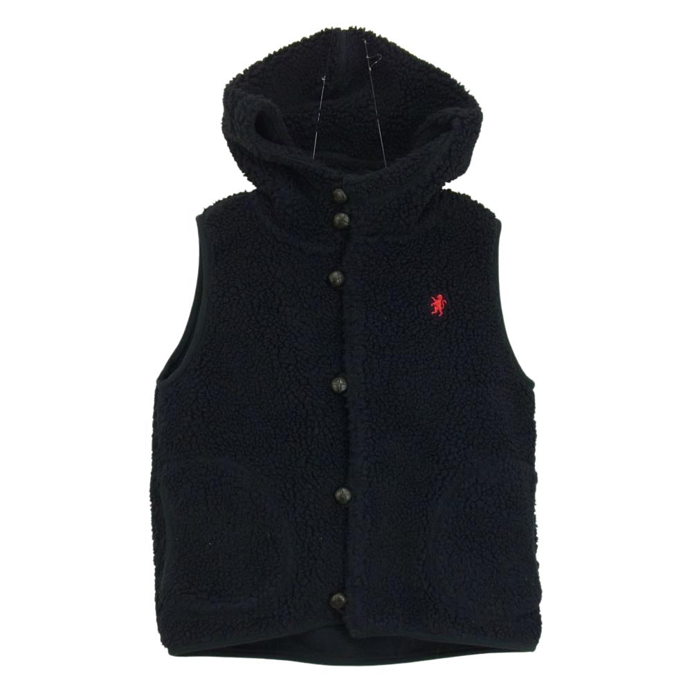 GYMPHLEX ジムフレックス J-1142PL くるみボタンフードボアベスト もこもこ くるみボタン ネイビー系 L【中古】