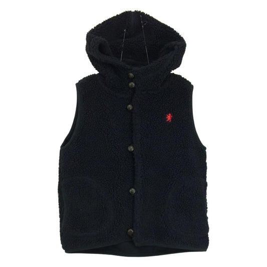 GYMPHLEX ジムフレックス J-1142PL くるみボタンフードボアベスト もこもこ くるみボタン ネイビー系 L【中古】