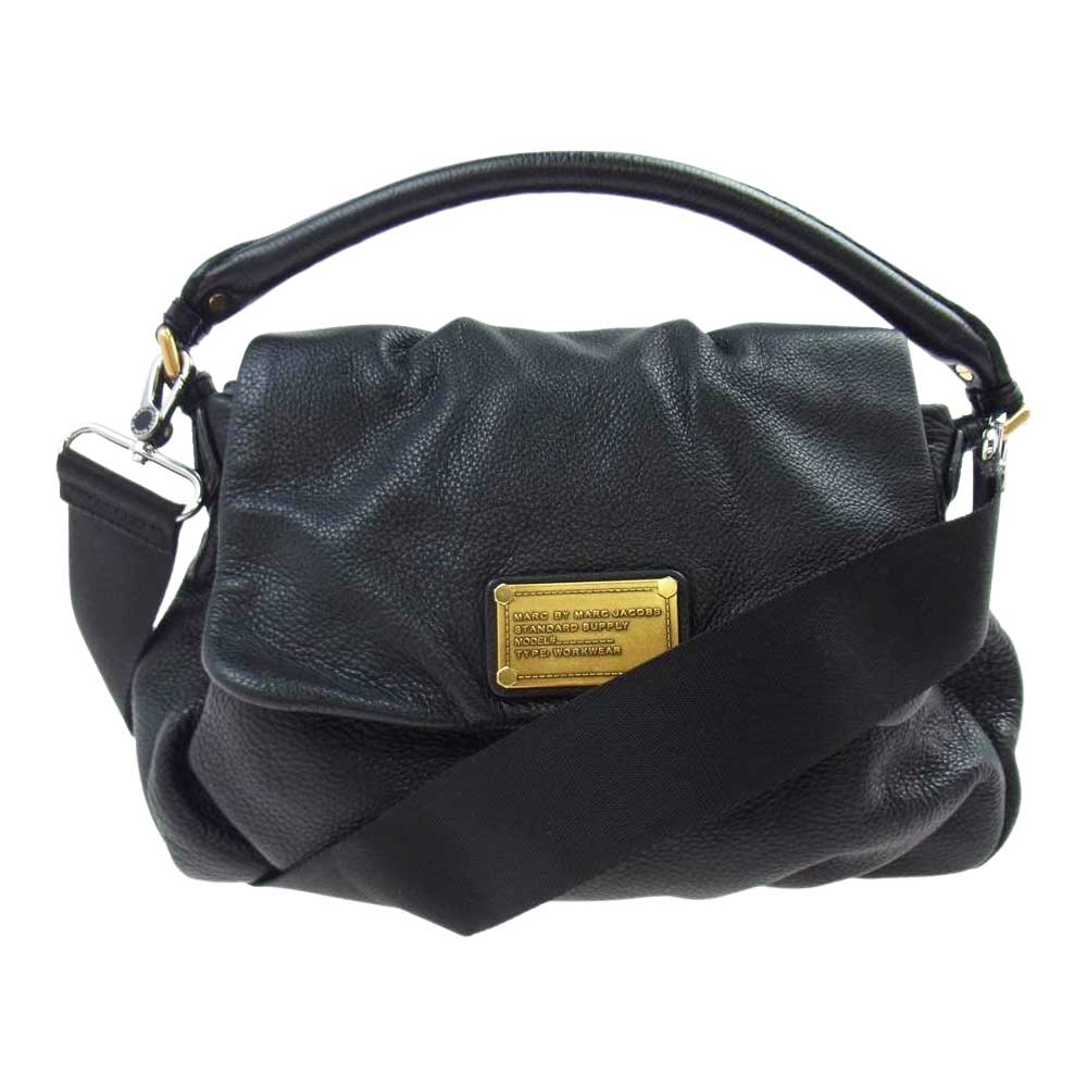 MARC BY MARC JACOBS マークバイマークジェイコブス ロゴプレート 2WAY ショルダー バッグ ブラック系【中古】