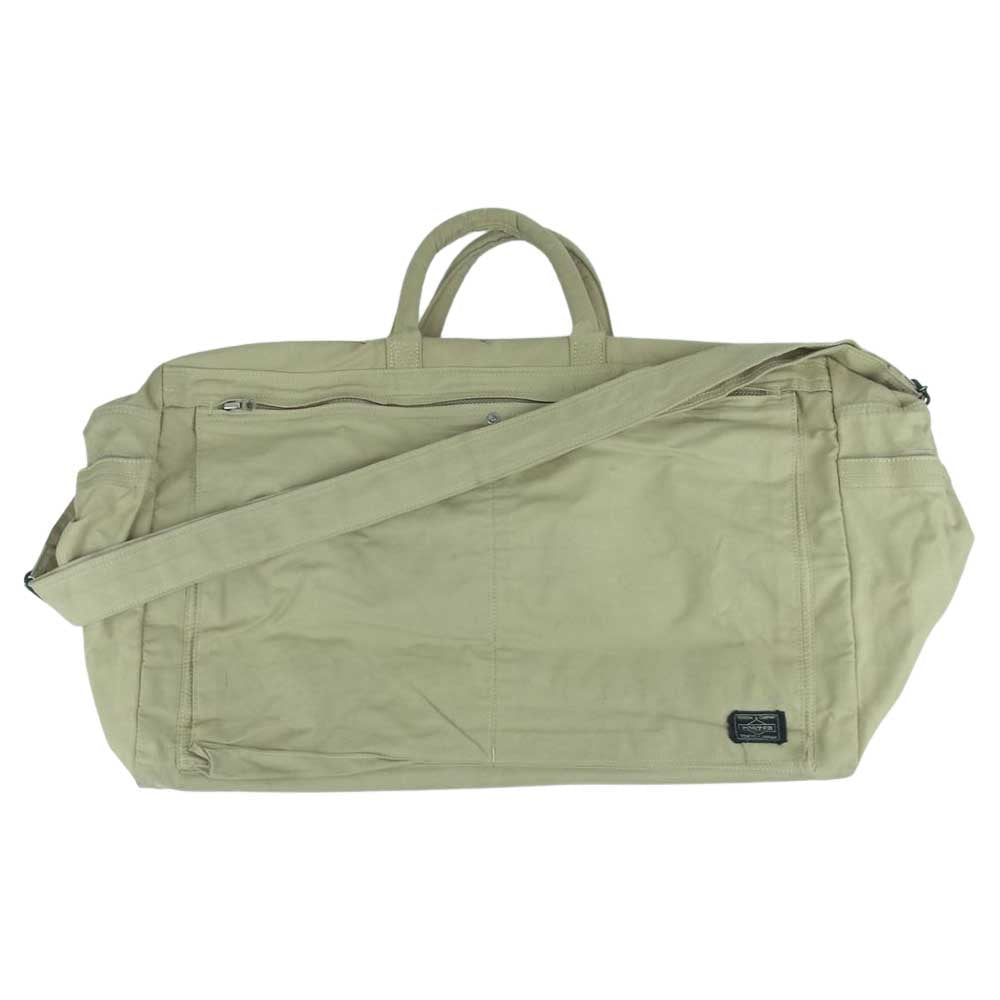 PORTER ポーター CUBE キューブ 2WAY オーバーナイター 旅行カバン ショルダー バッグ ベージュ系【中古】