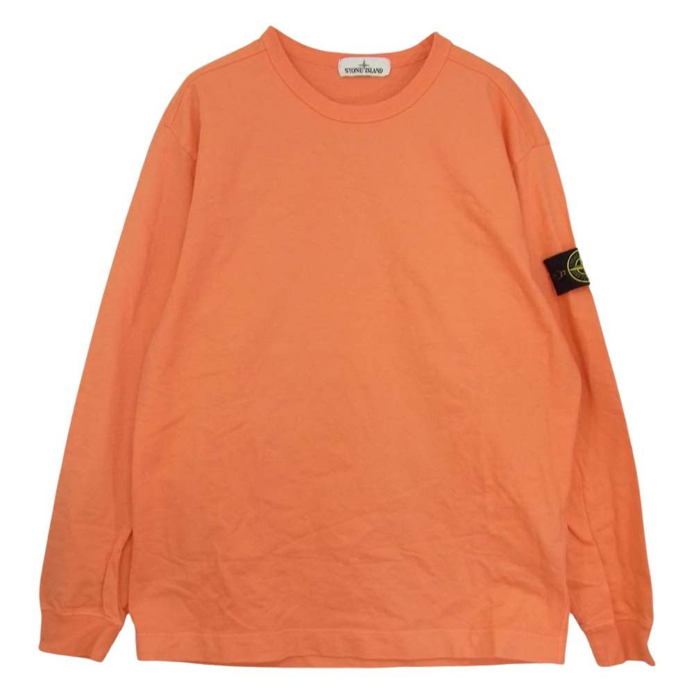 STONE ISLAND ストーンアイランド 721564450 国内正規品 ヘビーウェイト コットン ロゴワッペン クルーネック カットソー 長袖 オレンジ系 XL【中古】