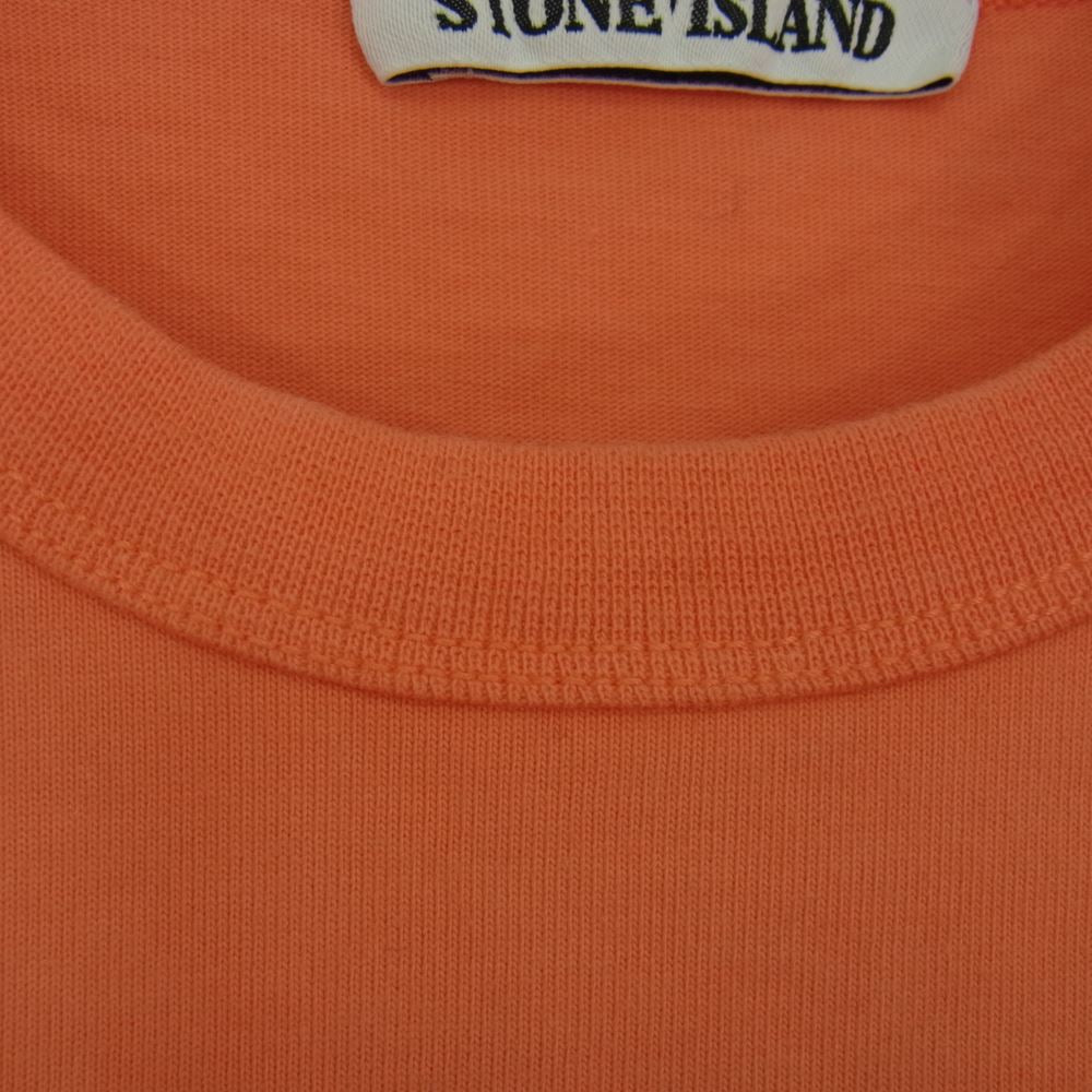 STONE ISLAND ストーンアイランド 721564450 国内正規品 ヘビーウェイト コットン ロゴワッペン クルーネック カットソー 長袖 オレンジ系 XL【中古】