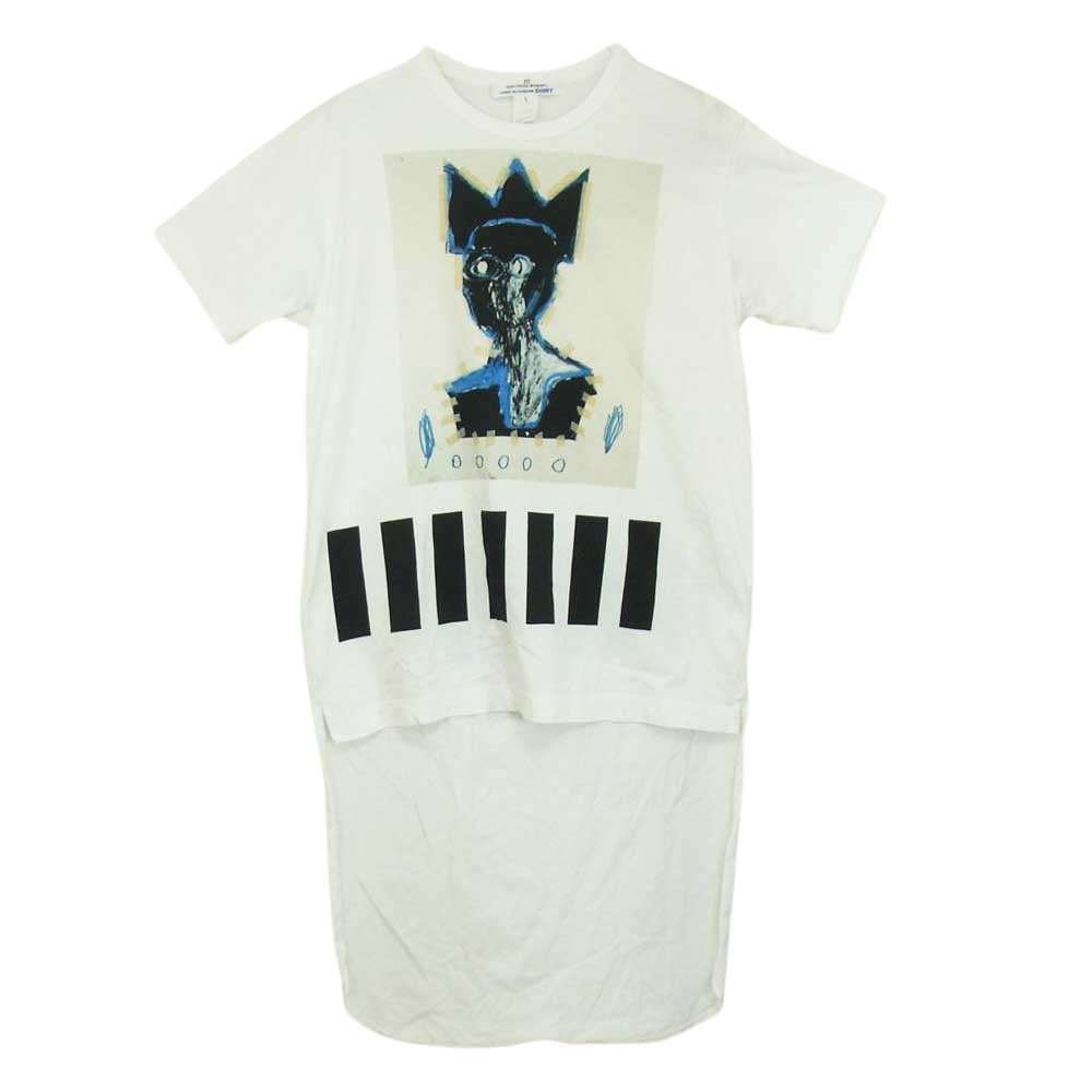 COMME des GARCONS コムデギャルソン SHIRT W26104 Jean Michel Basquiat バスキア 後ろロング 段違い プリント 半袖 カットソー ホワイト系 S【中古】