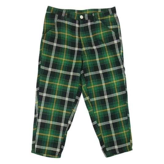 COMME des GARCONS コムデギャルソン SHIRT boys S26903 フランス製 チェック柄 ワイドテーパードパンツ グリーン系 S【美品】【中古】