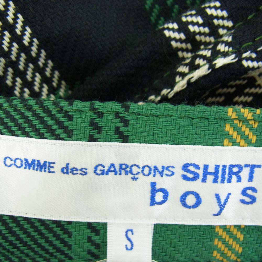 COMME des GARCONS コムデギャルソン SHIRT boys S26903 フランス製 チェック柄 ワイドテーパードパンツ グリーン系 S【美品】【中古】