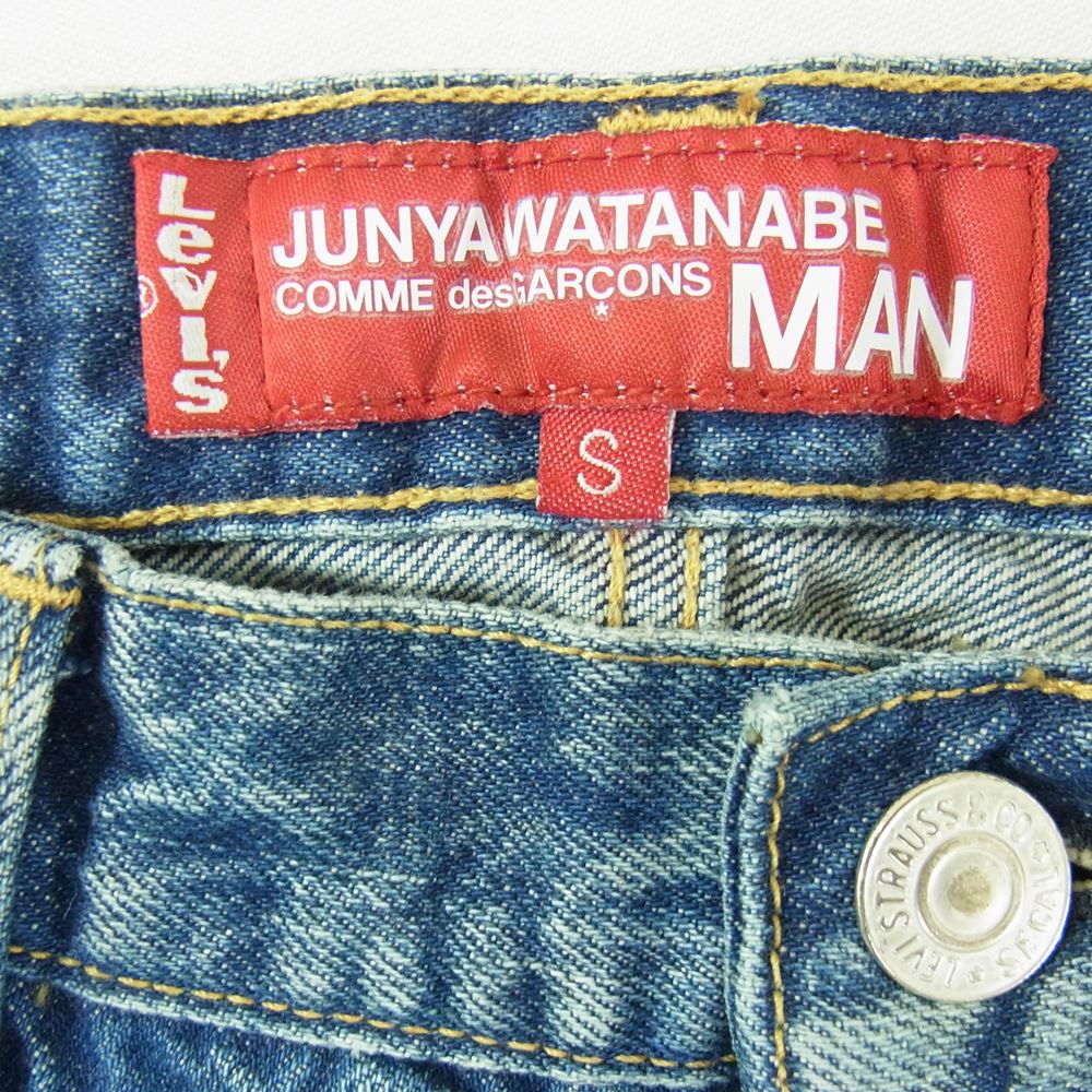 JUNYA WATANABE COMME des GARCONS MAN ジュンヤワタナベコムデギャルソンマン × LEVIS リーバイス WE-P205 AD2019 綿デニム 製品加工 1976年モデル カスタマイズ デニムパンツ インディゴブルー系 S【中古】