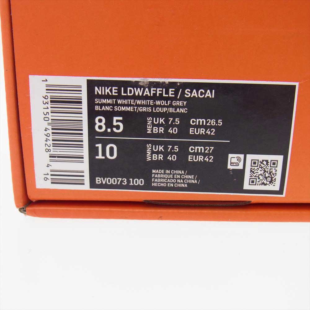 NIKE ナイキ sacai サカイ BV0073-100 LD WAFFLE WOLF GREY ワッフル ローカットスニーカー ホワイト系 グレー系 26.5cm【中古】
