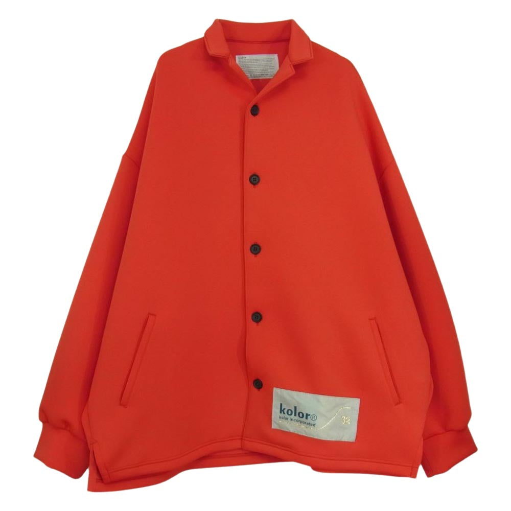 kolor カラー 20AW 20WCM-B04208 ロゴパッチ ダンボール ニット ジャケット レッド系 1【美品】【中古】