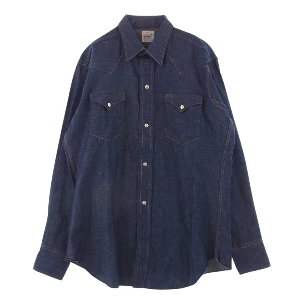 Levi's リーバイス ヴィンテージ 50s ショートホーン フルスナップボタン バットヨーク デニム ウエスタン シャツ インディゴブルー系【中古】