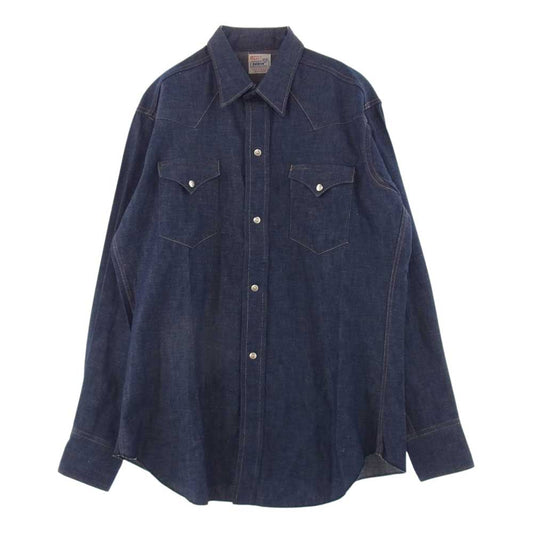 Levi's リーバイス ヴィンテージ 50s ショートホーン フルスナップボタン バットヨーク デニム ウエスタン シャツ インディゴブルー系【中古】