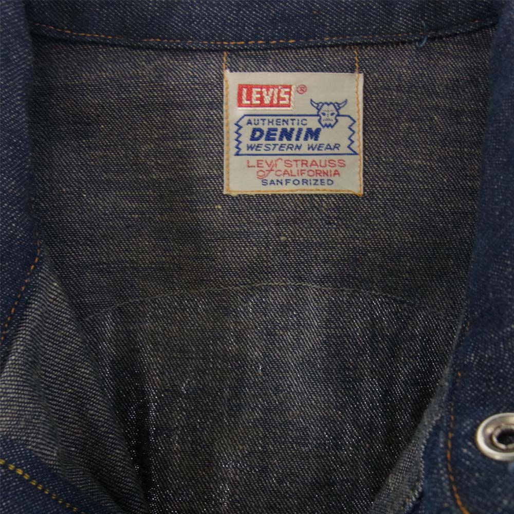 Levi's リーバイス ヴィンテージ 50s ショートホーン フルスナップボタン バットヨーク デニム ウエスタン シャツ インディゴブルー系【中古】