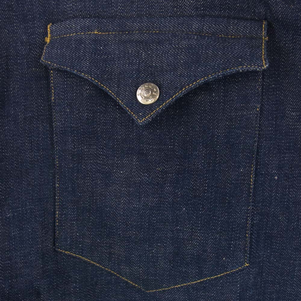 Levi's リーバイス ヴィンテージ 50s ショートホーン フルスナップボタン バットヨーク デニム ウエスタン シャツ インディゴブルー系【中古】