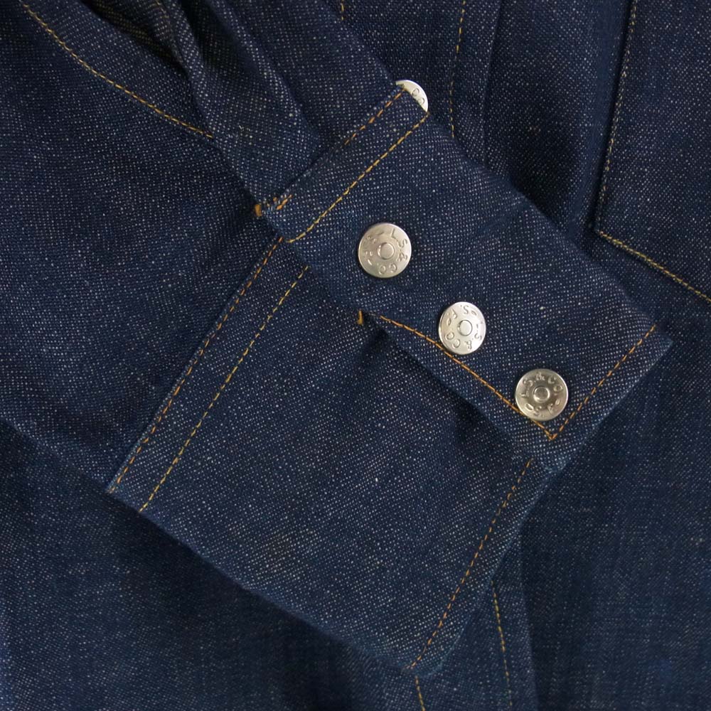 Levi's リーバイス ヴィンテージ 50s ショートホーン フルスナップボタン バットヨーク デニム ウエスタン シャツ インディゴブルー系【中古】