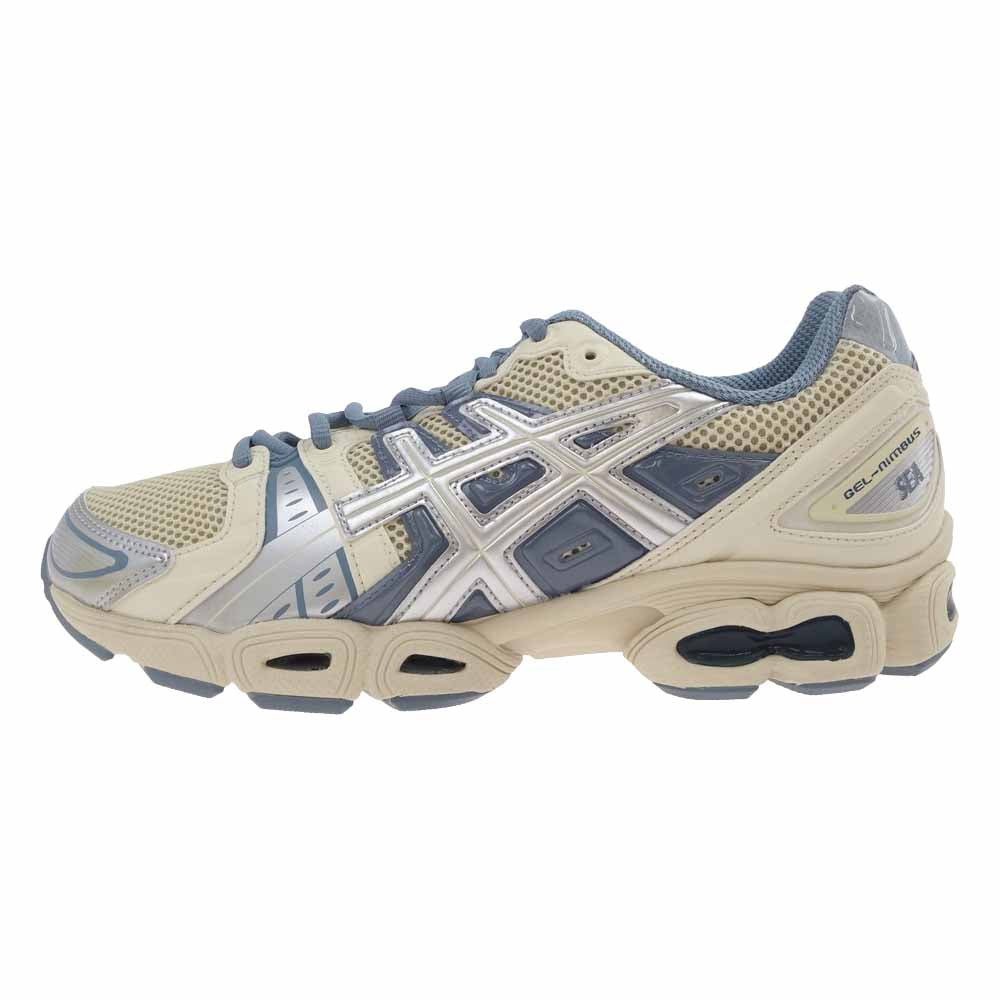 asics アシックス 1201A801 WIND AND SEA GEL-NIMBUS 9 ゲルニンバス9 CREAM PURE SILVER オフホワイト系 ライトブルー系 25.5㎝【極上美品】【中古】