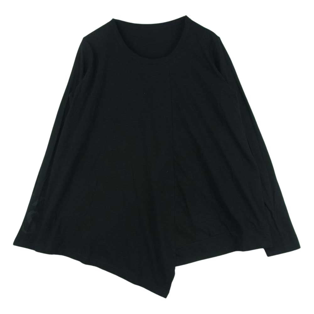 Y's Yohji Yamamoto ワイズ ヨウジヤマモト YD-T09-065 30 / Y's LOGO PIGMENT PRINT R FLASH LONG SLEEVE T 袖ロゴ ピグメントプリント フラッシュ 変形 長袖 カットソー ブラック系 2【中古】
