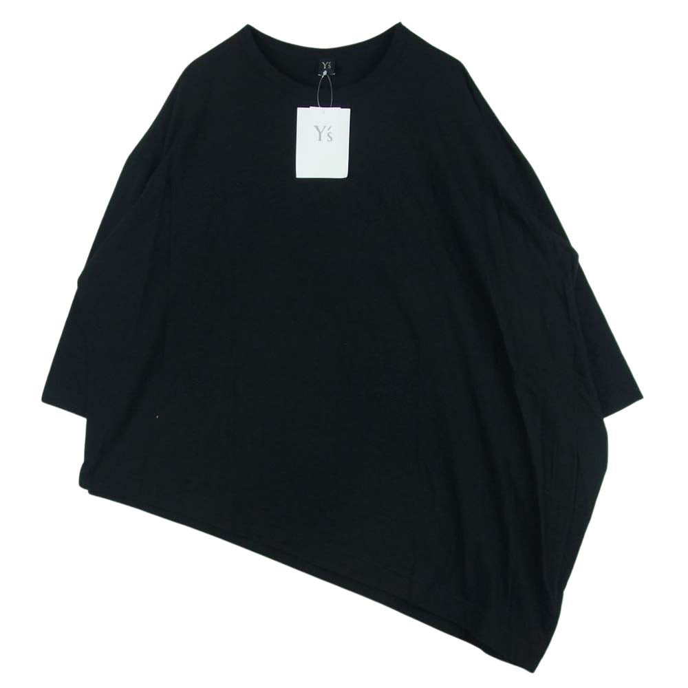 Y's Yohji Yamamoto ワイズ ヨウジヤマモト 21AW YM-T03-670 アシンメトリー バックロゴ カットソー クルーネック Tシャツ ブラック系 2【中古】
