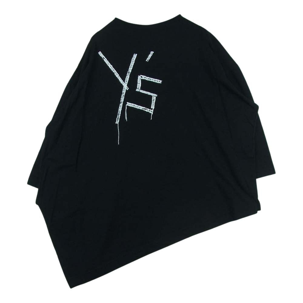 Y's Yohji Yamamoto ワイズ ヨウジヤマモト 21AW YM-T03-670 アシンメトリー バックロゴ カットソー クルーネック Tシャツ ブラック系 2【中古】