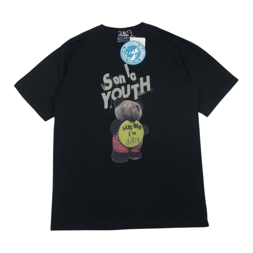HYSTERIC GLAMOUR ヒステリックグラマー 21SS 02211CT07 SY/HUG ME I'M DIRTY SONIC YOUTH ソニックユース 半袖Tシャツ ブラック系 M【新古品】【未使用】【中古】