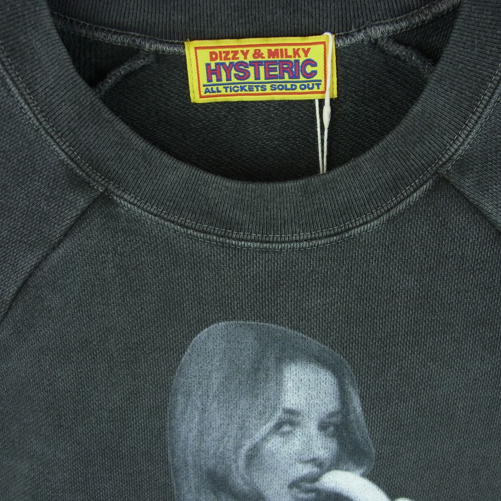 HYSTERIC GLAMOUR ヒステリックグラマー 01213CS10994 MORNING LUCK モーニング ラック オーバーサイズ スウェット トレーナー CHARCOAL FREE【新古品】【未使用】【中古】