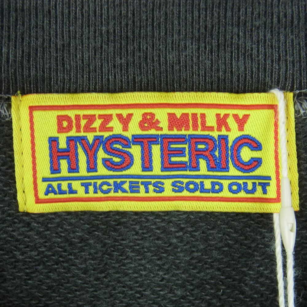 HYSTERIC GLAMOUR ヒステリックグラマー 01213CS10994 MORNING LUCK モーニング ラック オーバーサイズ スウェット トレーナー CHARCOAL FREE【新古品】【未使用】【中古】
