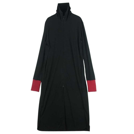 Y's Yohji Yamamoto ワイズ ヨウジヤマモト YX-D41-530-1 TRIACETATE DRY SMOOTH FASTENER LONG SHIRT スタンドカラー ファスナー ロングシャツ ドレス ジャケット ブラック系 02【美品】【中古】
