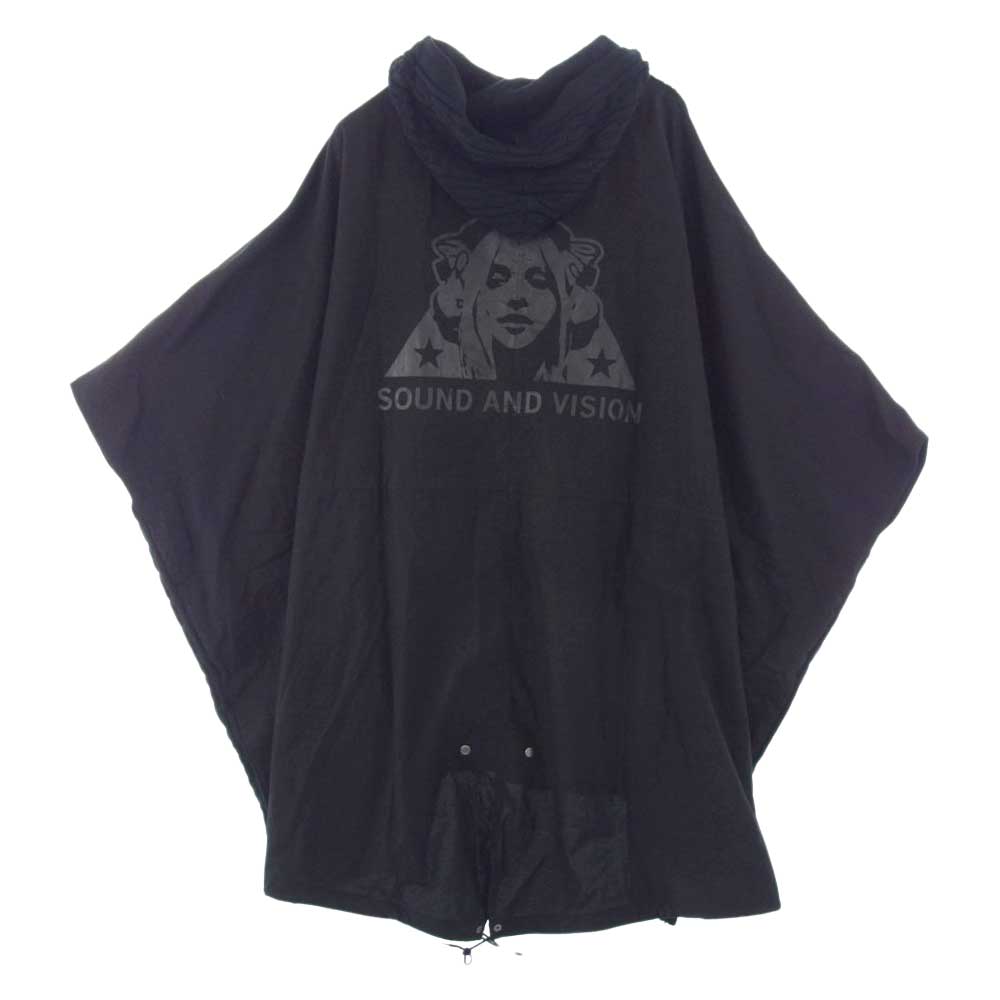 HYSTERIC GLAMOUR ヒステリックグラマー 01203ND04 TRIANGLE WOMAN S&V トライアングル ガールバックプリント ミリタリーポンチョ カーディガン ブラック系 FREE【美品】【中古】