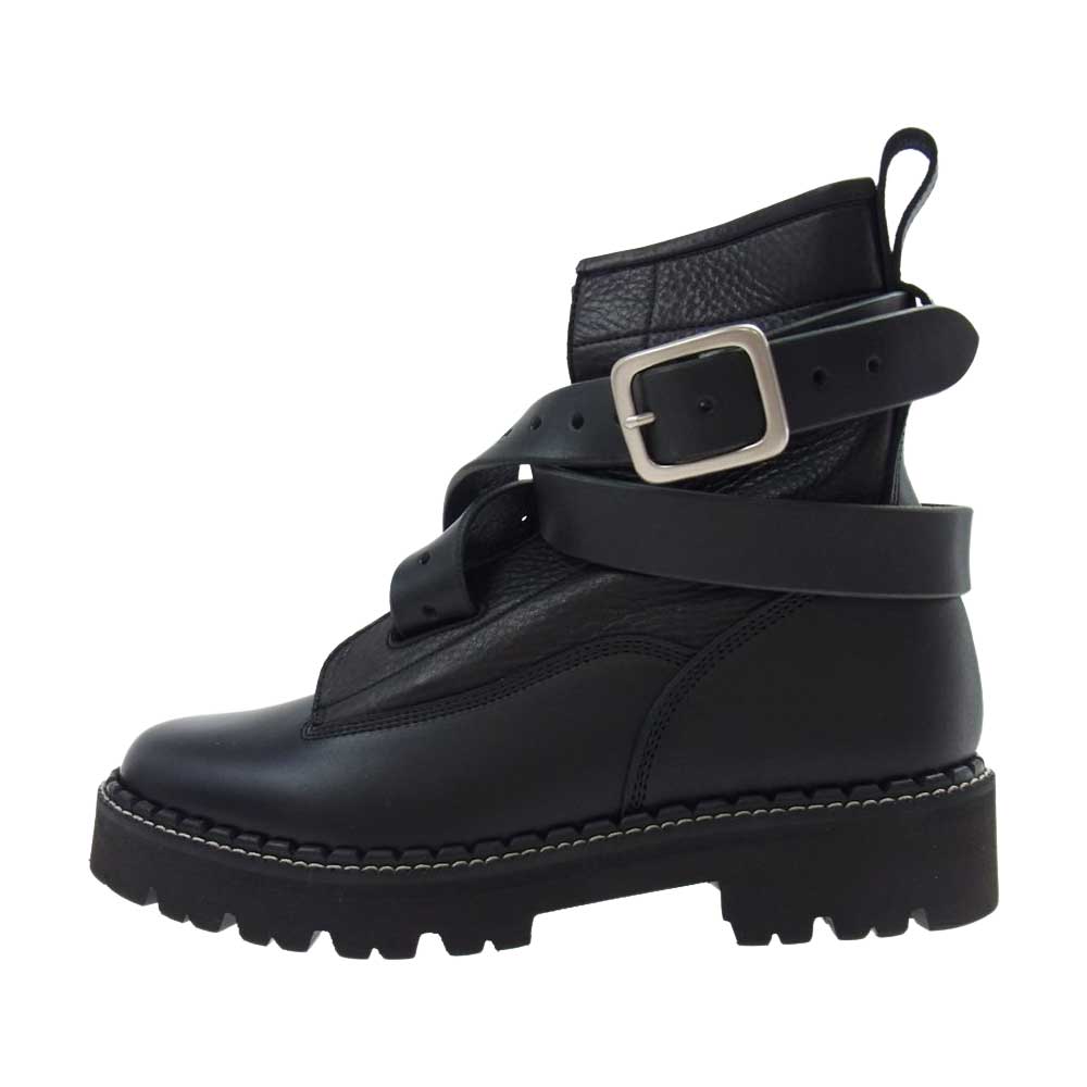 Y's Yohji Yamamoto ワイズ ヨウジヤマモト 20AW YR-E04-704 COMBI LEATHER BELT BOOTS コンビレザー ベルト ブーツ ブラック系 インソール実寸約24cm【新古品】【未使用】【中古】