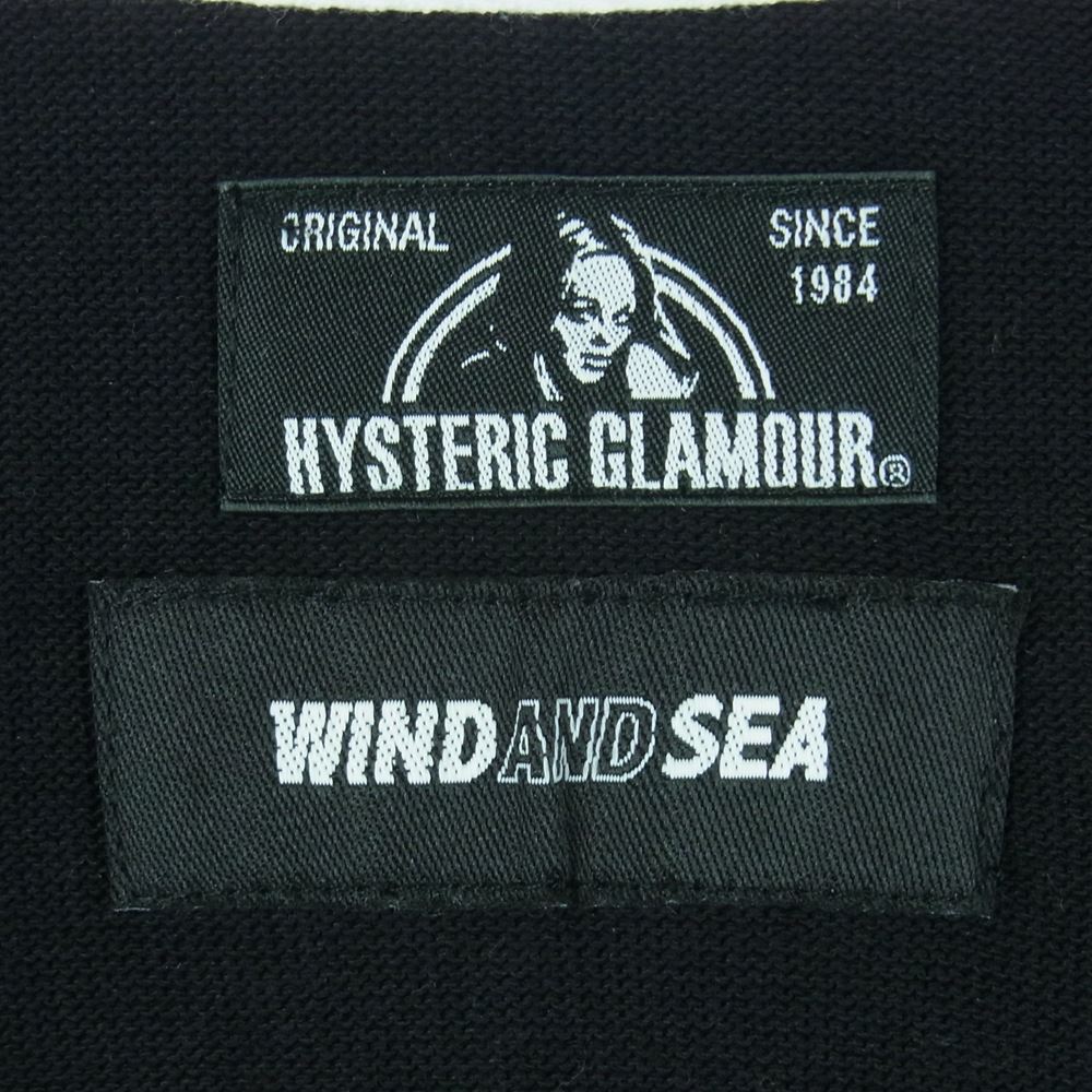 HYSTERIC GLAMOUR ヒステリックグラマー WINDANDSEA ウィンダンシー 21AW WDS-HYS-3-05 02213ZI05 TEAM HYSTERIC RUGBY SHIRT チームヒステリック ラグビー ラガー シャツ 長袖 ブラック系 L【極上美品】【中古】