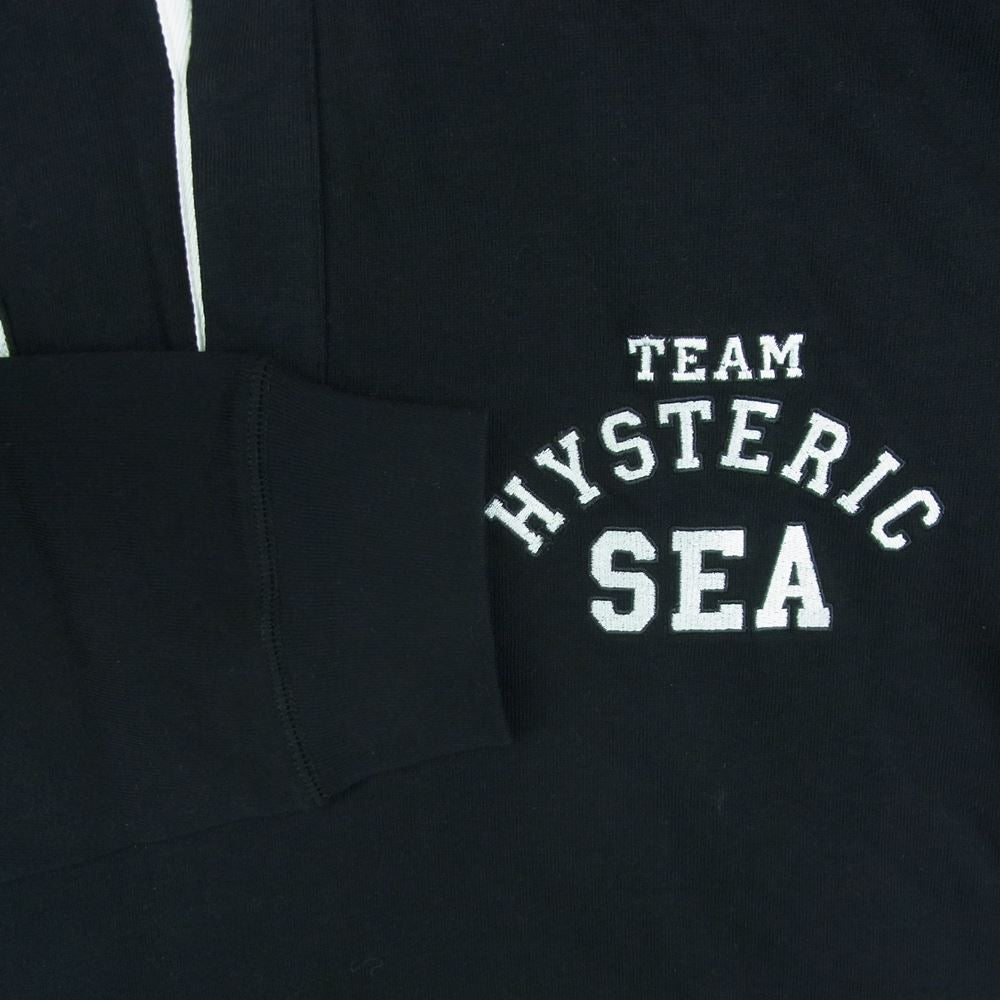HYSTERIC GLAMOUR ヒステリックグラマー WINDANDSEA ウィンダンシー 21AW WDS-HYS-3-05 02213ZI05 TEAM HYSTERIC RUGBY SHIRT チームヒステリック ラグビー ラガー シャツ 長袖 ブラック系 L【極上美品】【中古】