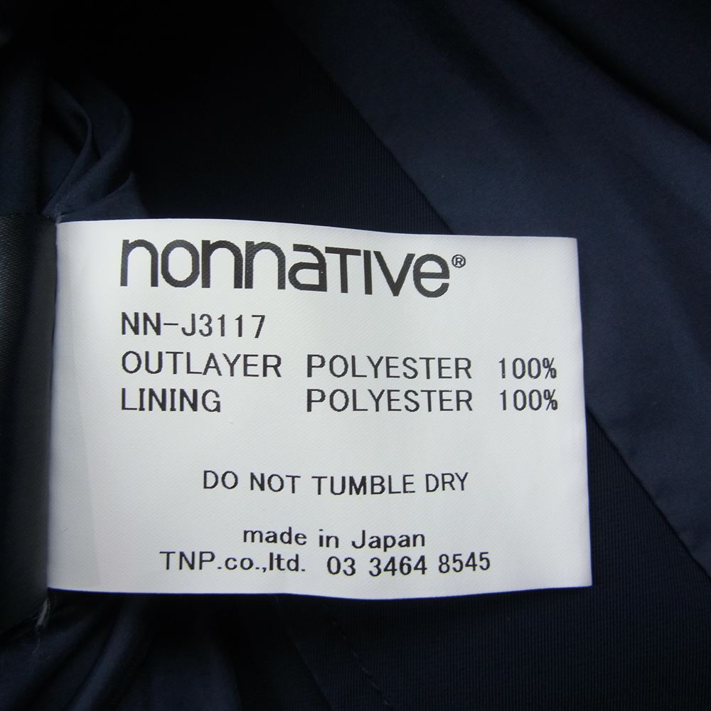 nonnative ノンネイティブ NN-J3117 COACH JACKET POLY TWILL STRETCH DICROS SOLO ツイル ストレッチ コーチジャケット ダークネイビー系 2【中古】