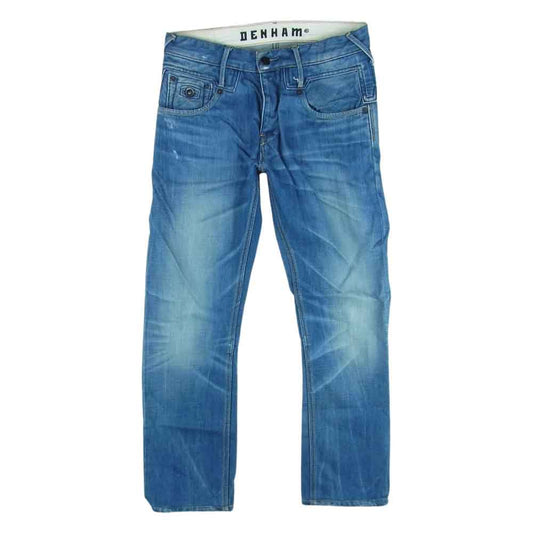 デンハム 5ポケット デニム パンツ コットン 牛革 チュニジア製 インディゴブルー系 W29【中古】