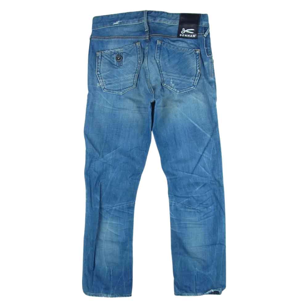 デンハム 5ポケット デニム パンツ コットン 牛革 チュニジア製 インディゴブルー系 W29【中古】