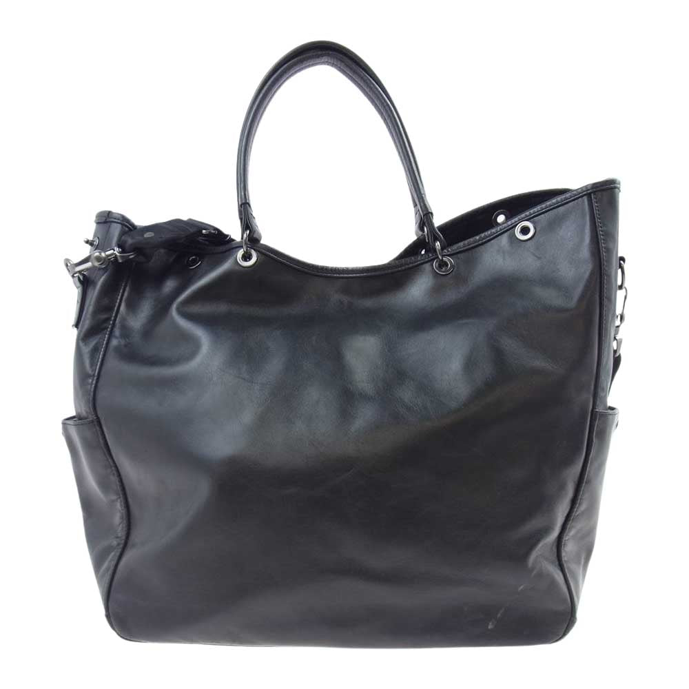 LUGGAGE LABEL ラゲッジレーベル LINER LEATHER 2WAY TOTE BAG ライナーレザー トート ショルダー バッグ ブラック系【中古】