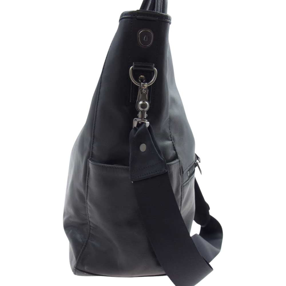 LUGGAGE LABEL ラゲッジレーベル LINER LEATHER 2WAY TOTE BAG ライナーレザー トート ショルダー バッグ ブラック系【中古】