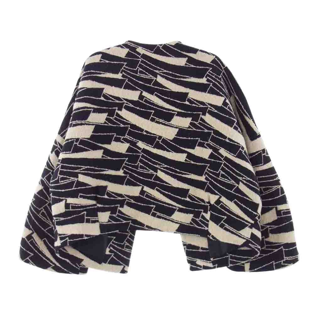 mina perhonen ミナペルホネン MA2137 Stream Jacket ストリーム シルク混 ウール ノーカラー ジャケット ブラック系 ホワイト系 36【中古】